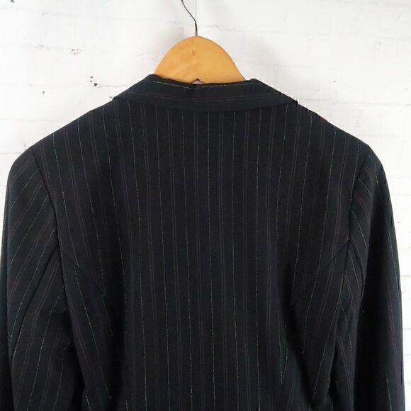 IZ BYER CALIFORNIA BLACK WITH SILVER & PINK PIN STRIPES OFFICE JACKET BLAZER NWT - Picture 15 of 15